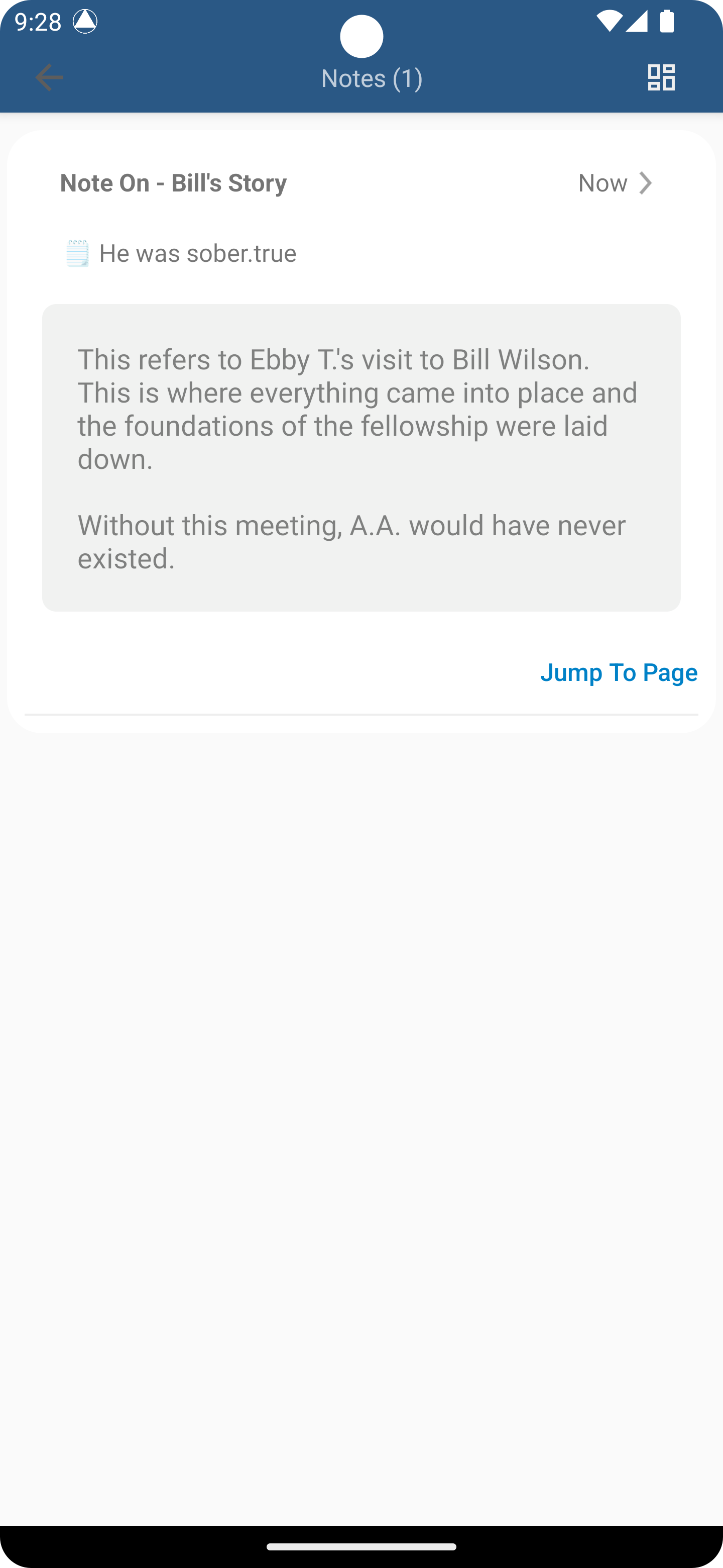 Private notes in the Big Book app